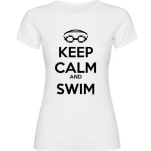 Kruskis Keep Calm And Swim Short Sleeve T-shirt Blanco 2XL Mujer