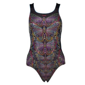 Ypsilanti Night Flight Vault Back Swimsuit Negro UK 34 Mujer