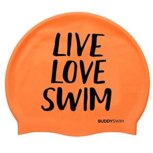 Buddyswim Live Love Swim Silicone Swimming Cap Naranja