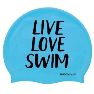Buddyswim Live Love Swim Silicone Swimming Cap Azul
