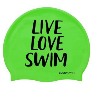 Buddyswim Live Love Swim Silicone Swimming Cap Verde