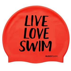 Buddyswim Live Love Swim Silicone Swimming Cap Rojo