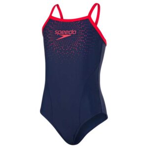Speedo Gala Logo Thin Strap Swimsuit Azul 13-14 Years Niña