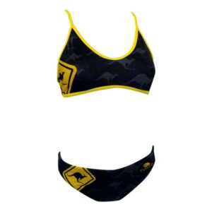 Turbo Australia Kangaroo Signal Thin Strap Bikini Amarillo,Negro 7-8 Years Niño