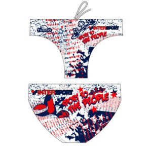 Turbo Crown Letters Swimming Brief Amarillo,Blanco 2XL Hombre
