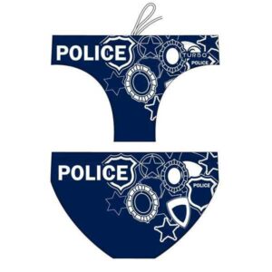 Turbo Police Swimming Brief Blanco,Azul L Hombre