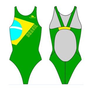 Turbo Brazilian Flag Pro Resist Swimsuit Verde 4XL Mujer