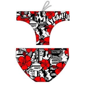 Turbo Yeah Flower Comic Swimming Brief Rojo,Blanco 5XL Hombre
