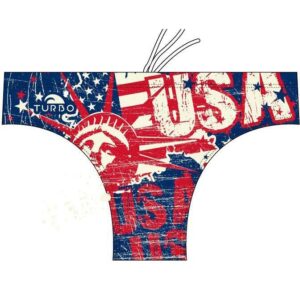 Turbo Usa Vintage Map 2013 Swimming Brief Rojo,Azul L Hombre