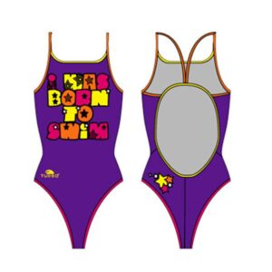 Turbo Was Born To Swim Thin Strap Swimsuit Lila 9-10 Years Niña