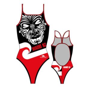 Turbo Maori New Zealand Thin Strap Swimsuit Rojo,Negro 9-10 Years Niña