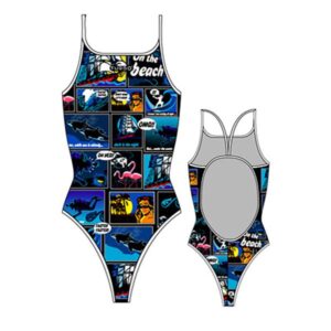Turbo New Comic Thin Strap Swimsuit Negro 7-8 Years Niña