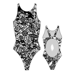 Turbo Stickers Pro Resist Swimsuit Blanco,Negro 9-10 Years Niña