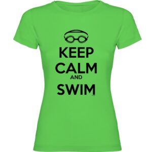 Kruskis Keep Calm And Swim Short Sleeve T-shirt Verde 2XL Mujer