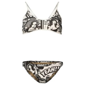 Turbo Yeah Comic Thin Strap Bikini Blanco,Negro XL Mujer