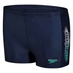 Speedo Logo Panel Swim Boxer Blanco,Azul 9-10 Years Niño