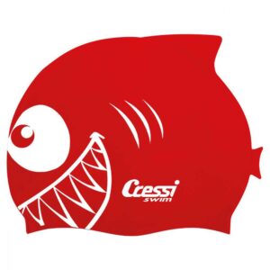 Cressi Silicone Shark Swimming Cap Rojo,Blanco
