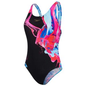 Speedo Colourflood Placement Digital Powerback Swimsuit Multicolor UK 28 Mujer