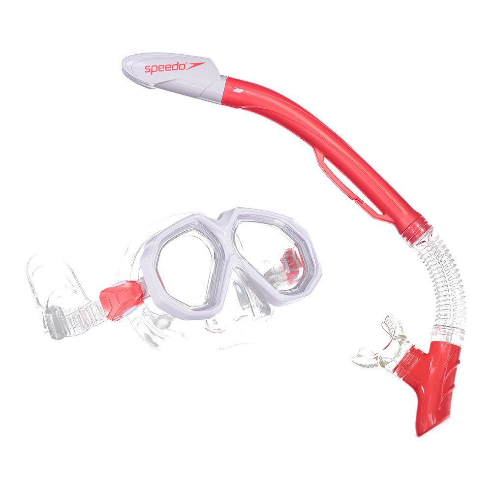 Speedo Leisure Dual Lenses Mask+tube Rojo,Blanco