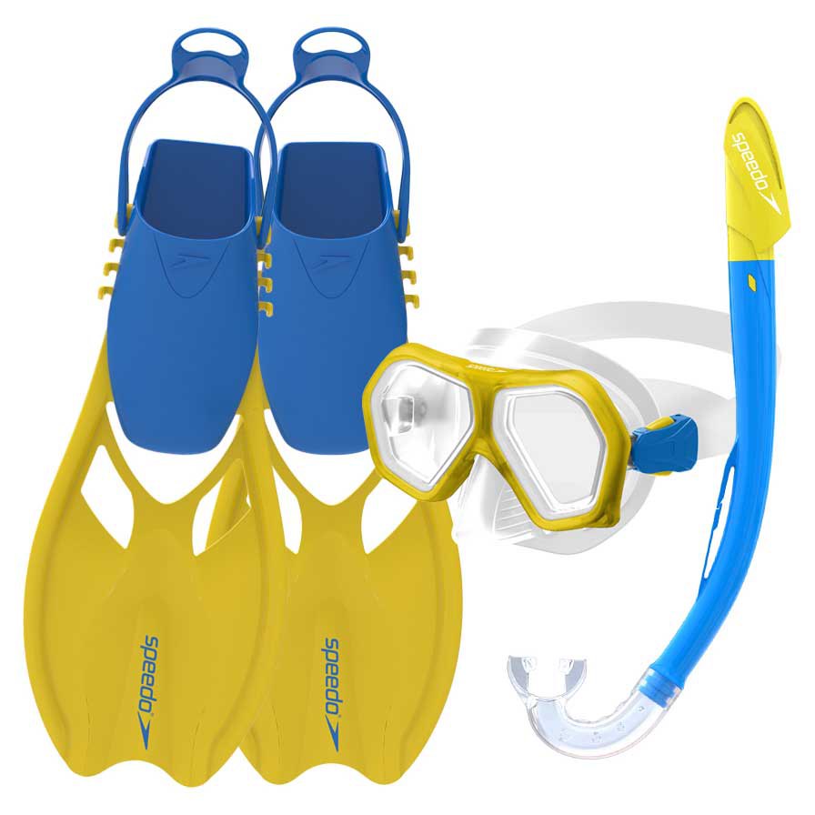 Speedo Leisure Dual Lenses Mask++tube+fins Amarillo,Azul S-M