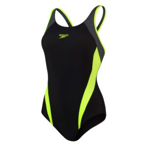 Speedo Splice Muscleback Swimsuit Verde,Negro UK 30 Mujer