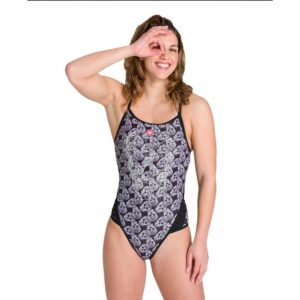 Arena Crazy Pop Skulls Swimsuit Negro,Gris FR 38 Mujer