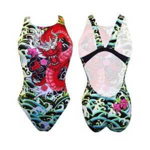 Turbo Red Dragon Swimsuit Multicolor S Mujer
