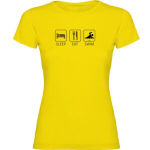 Kruskis Sleep Eat And Swim Short Sleeve T-shirt Amarillo L Mujer