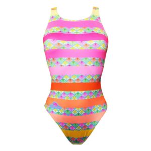 Turbo Flu Lines Swimsuit Rosa 4XL Mujer