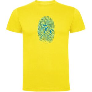 Kruskis Triathlon Fingerprint Short Sleeve T-shirt Amarillo S Hombre